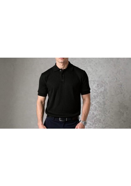 Erkek Kısa Kollu Yakalı Yakadan Düğmeli Triko Bluz modelleri