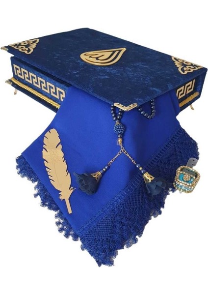 Kişiye Özel Reşal Ayaklı Kutulu Orta Boy Kur'an-I Kerim ( Lacivert) fiyatları