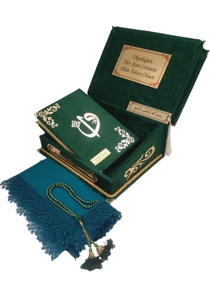 Kişiye Özel Rahleli Hediye Orta Boy Kuranı Kerim Tespih-Örtü(Yeşil) fiyatları