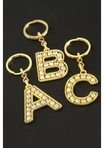 Sarı Renkli Taşlı Harf Anahtarlık Standlı 72 Adet fiyatları