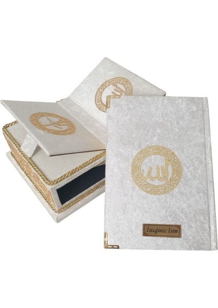 Masa Üstü Rahleli Kadife Kaplı Sandıklı Kuranı Kerim Seti Rahiya Serisi Krem fırsatları