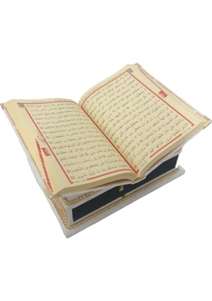 Masa Üstü Rahleli Kadife Kaplı Sandıklı Kuranı Kerim Seti Rahiya Serisi Krem indirimleri