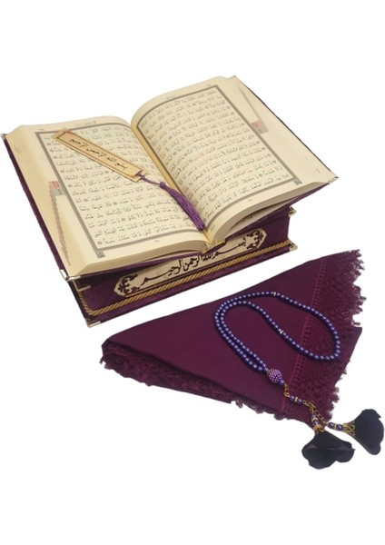 Kişiye Özel Hediye Orta Boy Kuranı Kerim Tespih-Örtü-(Mürdüm) fiyatları