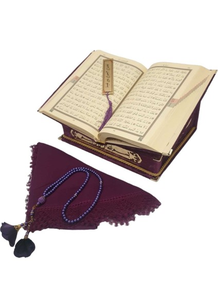 Kişiye Özel Hediye Orta Boy Kuranı Kerim Tespih-Örtü-(Mürdüm) fırsatları