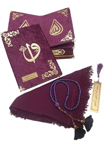 Kişiye Özel Hediye Orta Boy Kuranı Kerim Tespih-Örtü-(Mürdüm) indirimleri