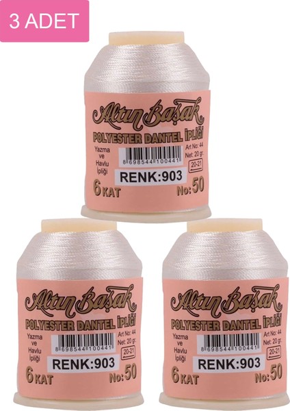3 Adet Altınbaşak Oya ve Dantel Ipi 20 gr - Royaleks - No: 903
