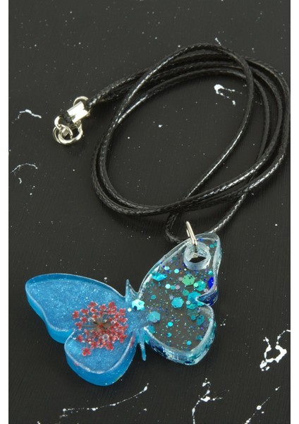 Sultan Otu Kelebek Epoksi Kolye