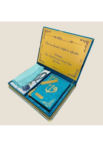 Dini Hediye Orta Reşal Kutulu Kur'an-I Kerim (5 Li Set) Turkuaz