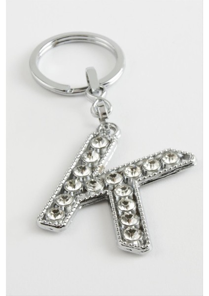 Gümüş Renkli Taşlı Harf Anahtarlık