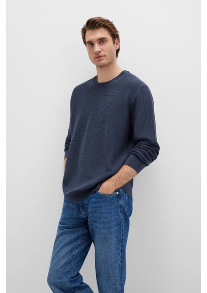 Bisiklet Yaka Lacivert Kazak 0710197-70497 fırsatları