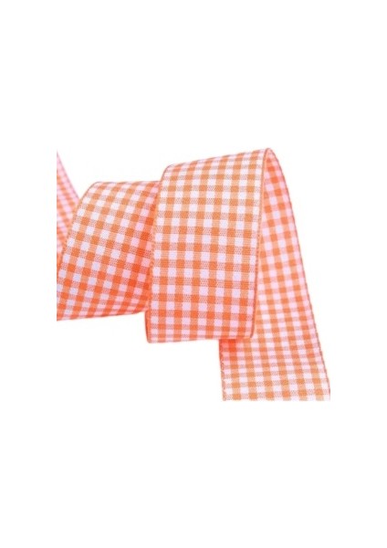 Tafta Ekoseli Kurdele 25 mm Turuncu 10 Metre