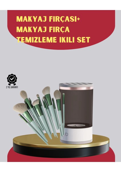 Zengezur Profesyonel 13’lü Makyaj Fırçası + USB Fırça Temizleyici Ikili Set
