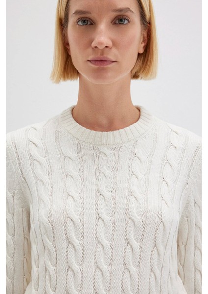 İpek Karışımlı Bisiklet Yaka Ekru Kazak 1710721-70057 indirimleri