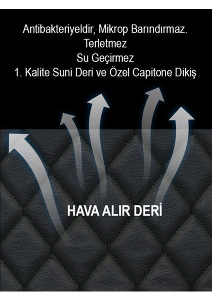 Siyah Deri Koltuk Minderi, Terletmez, Şık ve Konforlu Tasarım