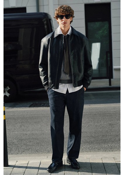 Siyah Suni Deri Ceket 0110636-71379