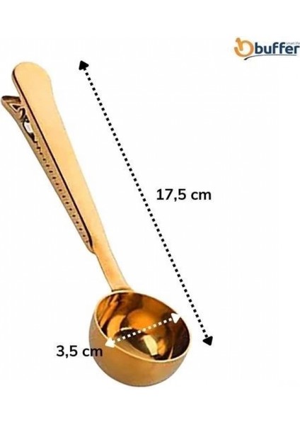 Mandallı Kahve Ölçü Kaşığı Gold Çok Fonksiyonlu Paslanmaz Çelik Kaşık
