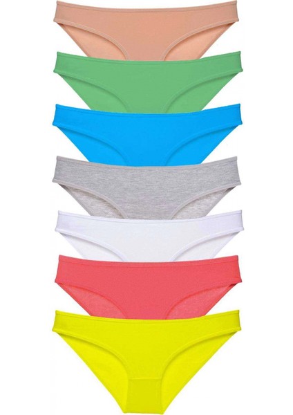 7 Adet Süper Eko Set Likralı Kadın Slip Külot Çok Renkli