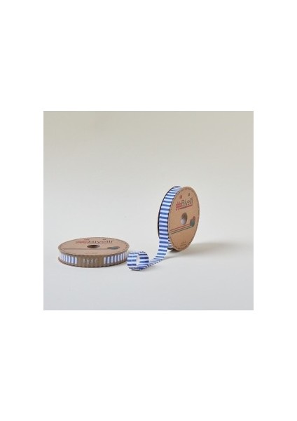 Biye Kalın Çizgili Katlı F01 Mavi 2 cm 25 Metre %65 Koton %35 Polyester