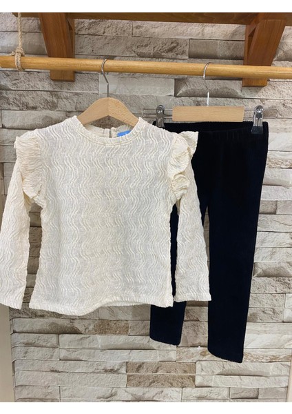 Lacıel Parıs Kadife Pantolon Bürümcüklü Bluz Kız Çocuk Takım