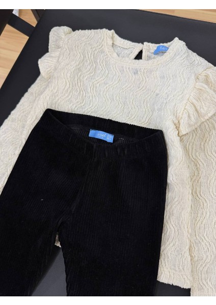 Lacıel Parıs Kadife Pantolon Bürümcüklü Bluz Kız Çocuk Takım