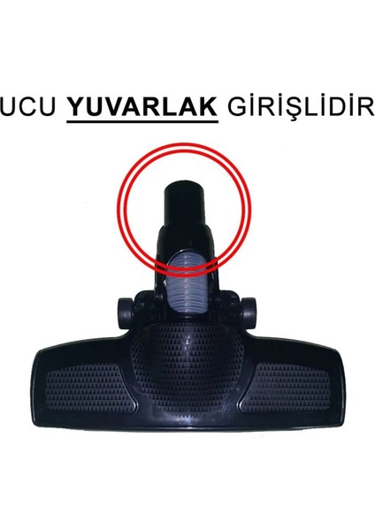 P1200 Pratik Süpürge Tekerlekli Emici Başlık Siyah (Yuvarlak Giriş)