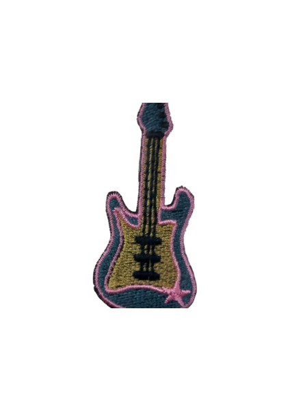 Aplike Ütü Ile Yapışan Gitar Pembe Arma 5x3 cm