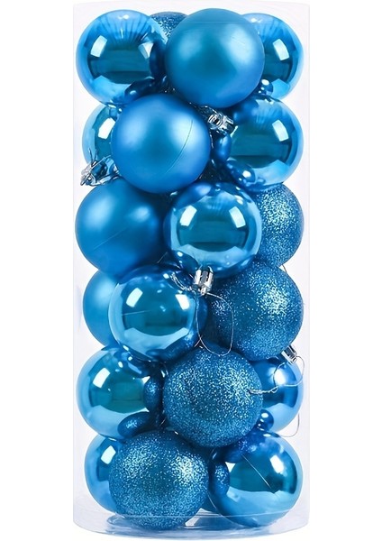 24 Adet Noel Ağacı Süs Topu Seti Yılbaşı Çam Ağacı Dekoratif Parlak Plastik Süsleme