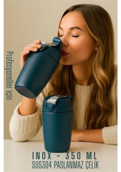Modacar Inox Çelik Kahve Bardağı - 350 ml SUS304 Çelik Termos Profesyonel Mavi fiyatları