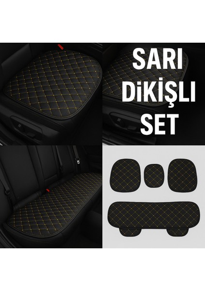Siyah Sarı Kumaş ve Deri Kaplama 2'li Koltuk Minderi, Şık ve Konforlu Tasarım fiyatları