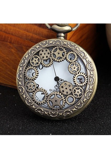 Kişiye Özel Retro Çark Kabartmalı Quartz Köstekli Saat fiyatları