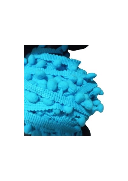 Sıralı Ponpon 1 Metre Bebe Mavisi