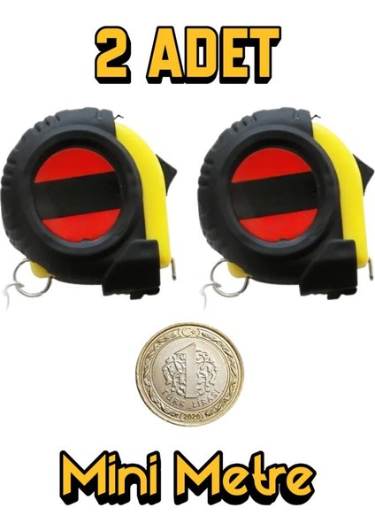 2 Adet Mini Metre Anahtarlık 1 Metre Şerit Metre Mini Cep Boy