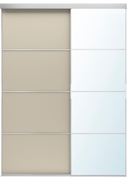 Gömme Dolap Için Sürgü Kapak, Alüminyum Aynalı Cam-Çift Taraflı Bej, 177X240 cm