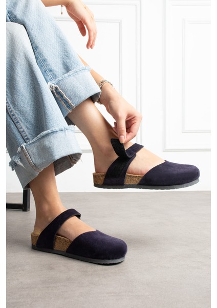 Lugano Hakiki Deri Mantar Taban Ortopedik Terlik