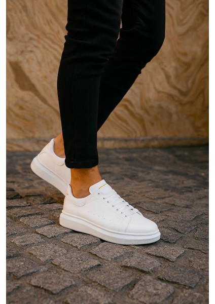 Erkek Kadın Unisex Bağcıklı Deri Yüksek Tabanlı Rahat Günlük Spor Ayakkabı Sneaker fiyatları