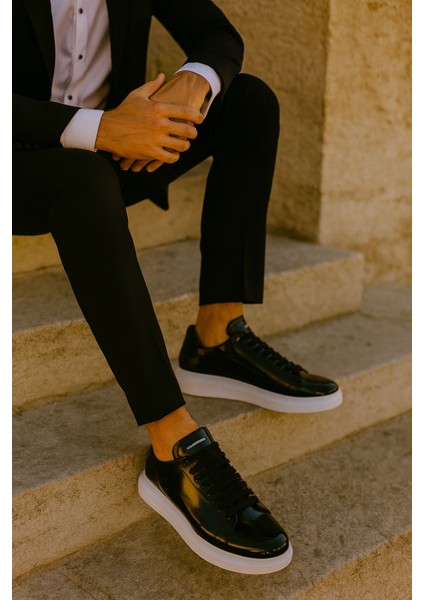 Erkek Kadın Unisex Bağcıklı Deri Yüksek Tabanlı Rahat Günlük Spor Ayakkabı Sneaker fiyatları