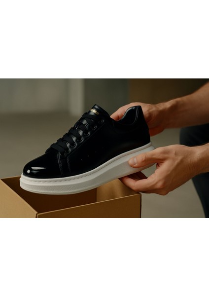 Erkek Kadın Unisex Bağcıklı Deri Yüksek Tabanlı Rahat Günlük Spor Ayakkabı Sneaker modelleri
