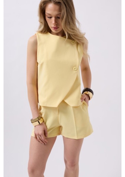 Yandan Düğmeli Dokuma Yelek