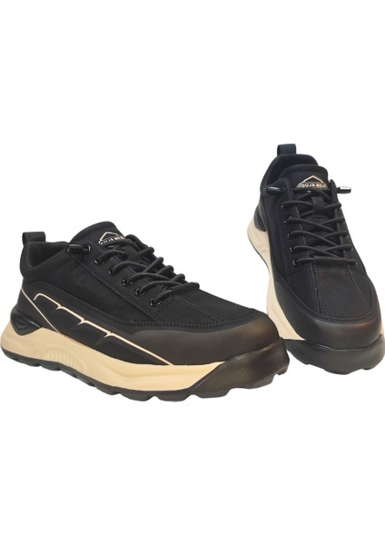 Erkek Lastik Bağcıklı Deri Günlük Sneakers Ayakkabı