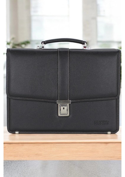 Siyah Vintage Klasik Tarz A4 Kağıt Uyumlu Evrak Çantası