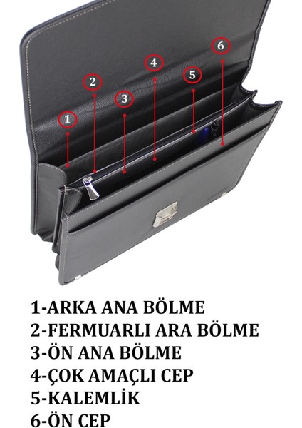 Siyah Vintage Klasik Tarz A4 Kağıt Uyumlu Evrak Çantası
