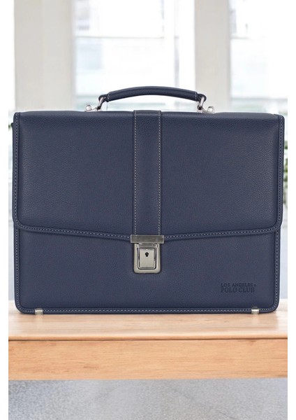 Lacivert Vintage Klasik Tarz A4 Kağıt Uyumlu Evrak Çantası