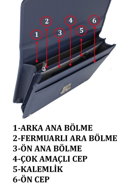 Lacivert Vintage Klasik Tarz A4 Kağıt Uyumlu Evrak Çantası