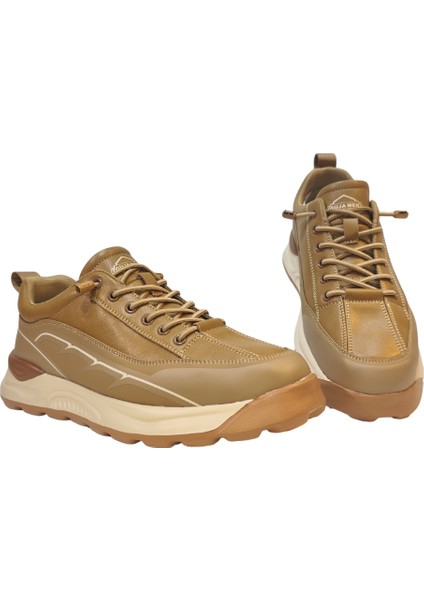 Erkek Lastik Bağcıklı Deri Günlük Sneakers Ayakkabı