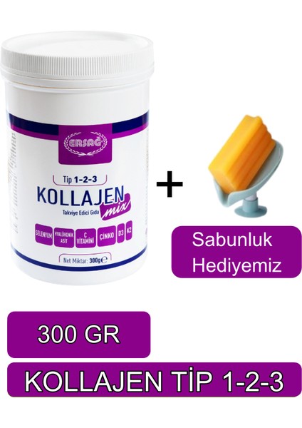Kollajen Mix (Tip 1-2-3) 300 gr Orijinal Helal Organik - Sabunluk Hediyemiz 2066-11
