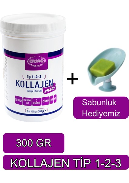 Kollajen Mix (Tip 1-2-3) 300 gr Orijinal Helal Organik - Sabunluk Hediyemiz 2066-09