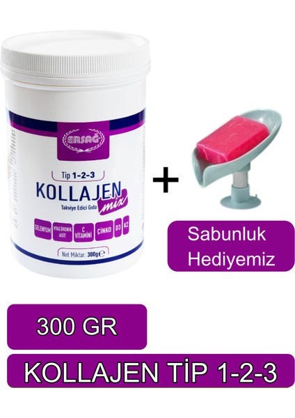 Kollajen Mix (Tip 1-2-3) 300 gr Orijinal Helal Organik - Sabunluk Hediyemiz 2066-06