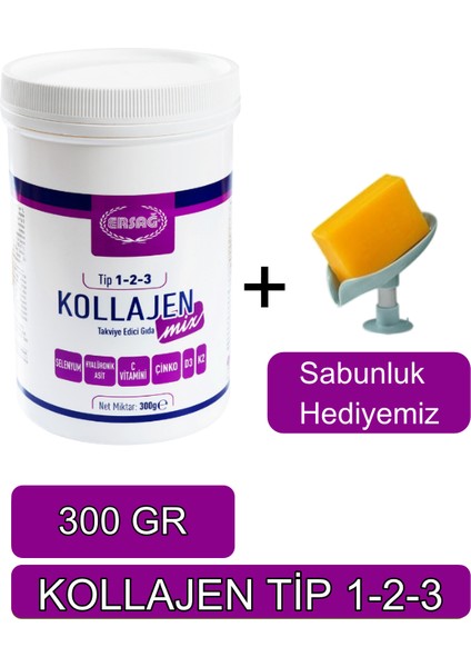 Kollajen Mix (Tip 1-2-3) 300 gr Orijinal Helal Organik - Sabunluk Hediyemiz 2066-07