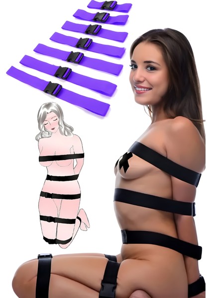 Mor Bdsm Fantazi Esaret Seti, Vücut Kısıtlama Esaret Sex Seti (7 Parça)
