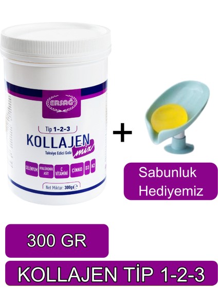 Kollajen Mix (Tip 1-2-3) 300 gr Orijinal Helal Organik - Sabunluk Hediyemiz 2066-04